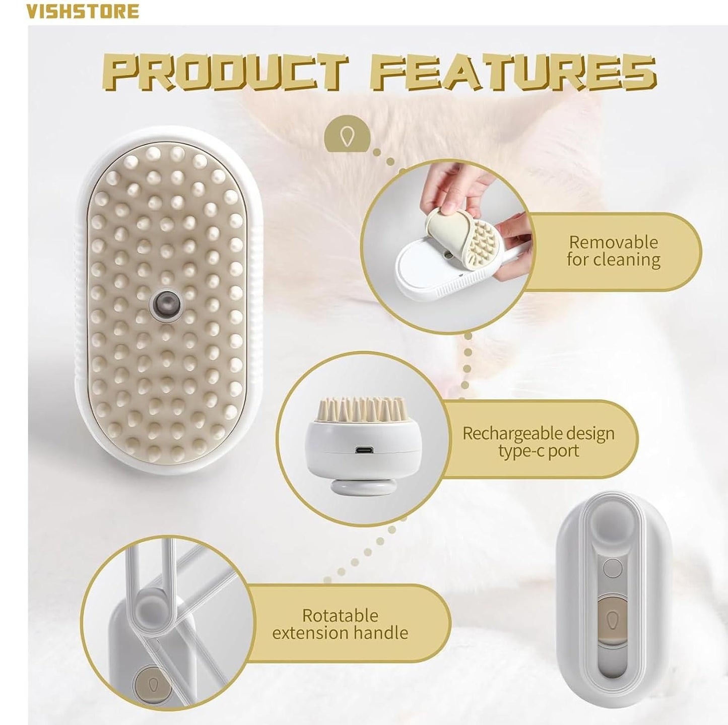 Fur remover Water steam brush