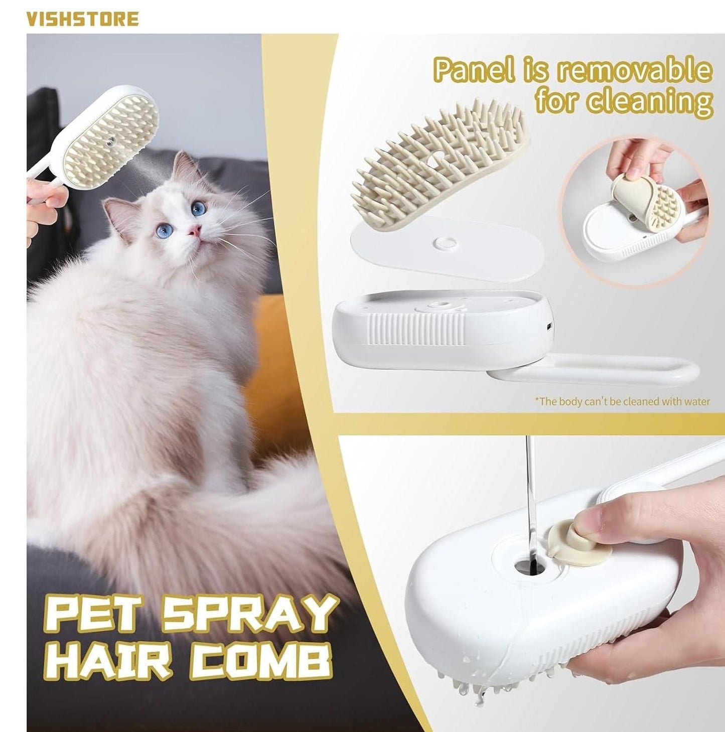 Fur remover Water steam brush